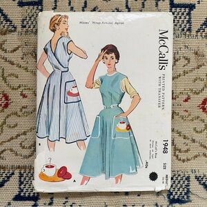 McCall's 1948 Wrap Around Apron House Dress + Transfers Vintage Sewing Pattern